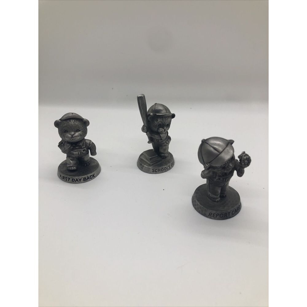 Vintage 1983 Avon Little Pewter‎ School Bears Lot of 4 Figurines